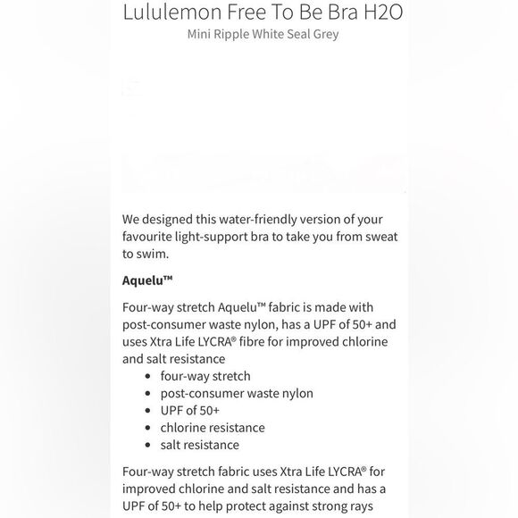 Lululemon Free To Be Bra H2O Mini Ripple White Seal Grey - Picture 7 of 13
